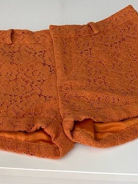 Forever 21 Orange Lace High-Rise Shorts
